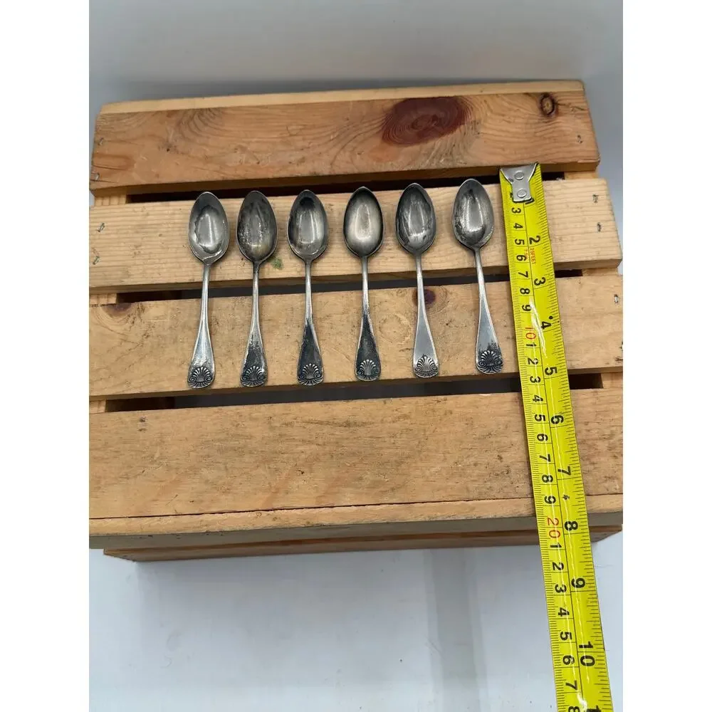 Vintage Crown Silver Shell Pattern Demitasse Spoons (Set of 6)